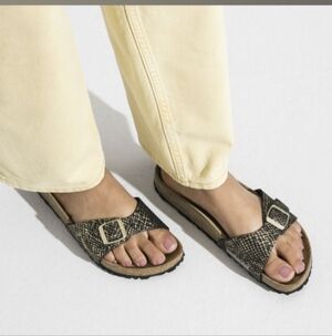 Birkenstock Papillio Madrid Leather Gold Cork Sandals Size 40 9L 7M